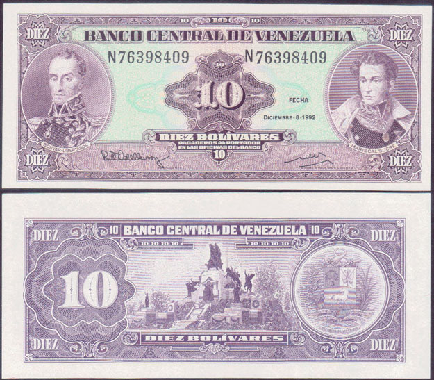 1992 Venezuela 10 Bolivares (Unc) L001342